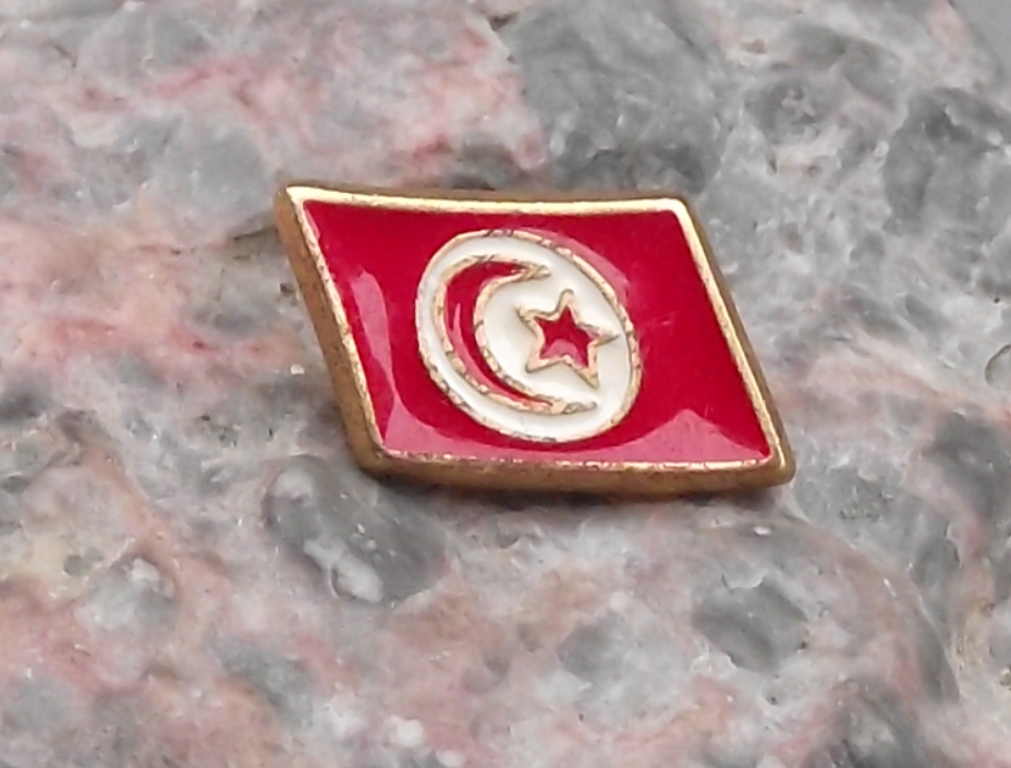 Small Tunisia National Flag Red Crescent Moon Star Clasp Pin Badge