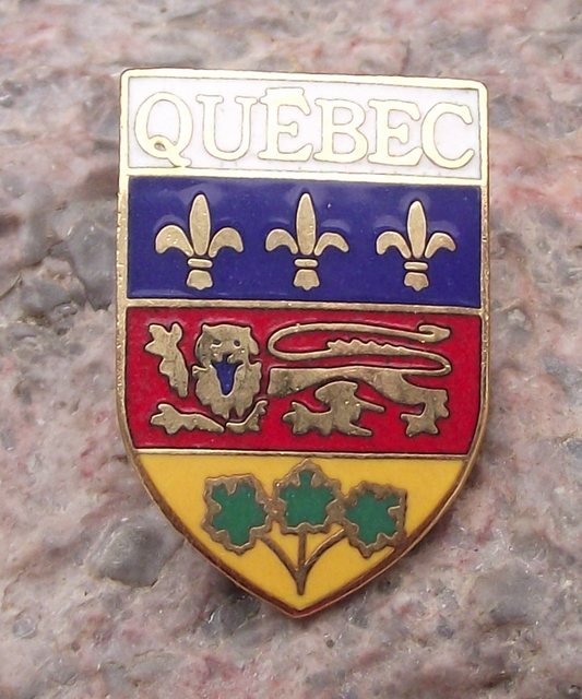 Vintage Coat of Arms Quebec Canada Canadian City Crest Pin Badge
