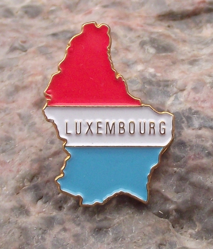 Vintage Luxembourg National Flag Colours Map Outline Pin Badge
