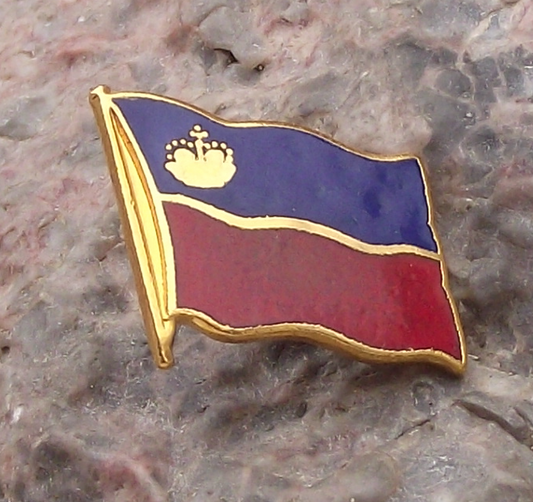 Vintage Principality of Liechtenstein National Flag Clasp Enamel Pin Badge