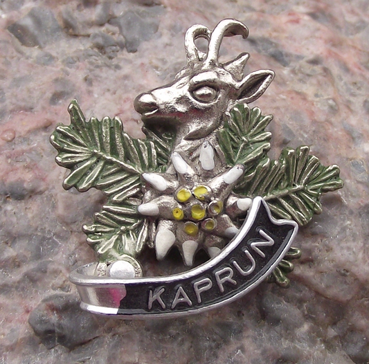Vintage Austria Kaprun Edelweiss Deer Stag Head Pin Badge