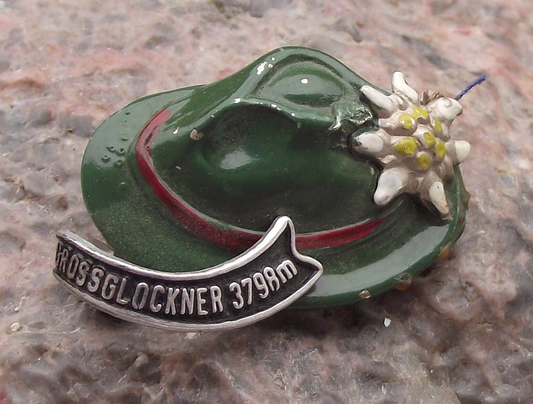 Vintage Austria Grossglockner 3798m Edelweiss Hunters Hat Pin Badge