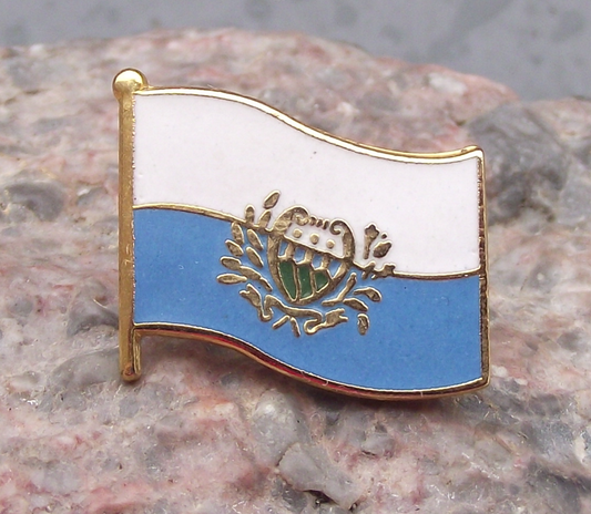 Vintage San Marino Waving National Flag Clasp Enamel Pin Badge
