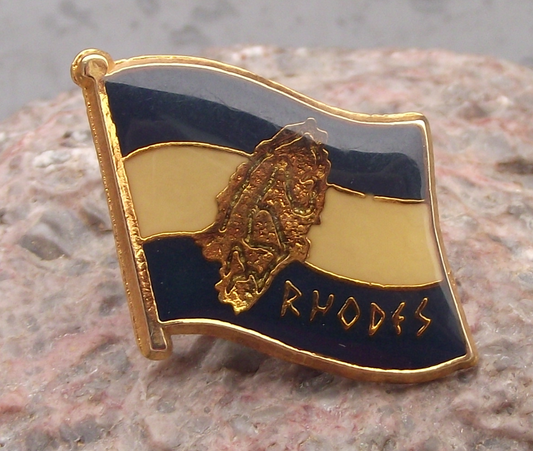 Large Official National Flag of Rhodes Island Outline Pin Badge