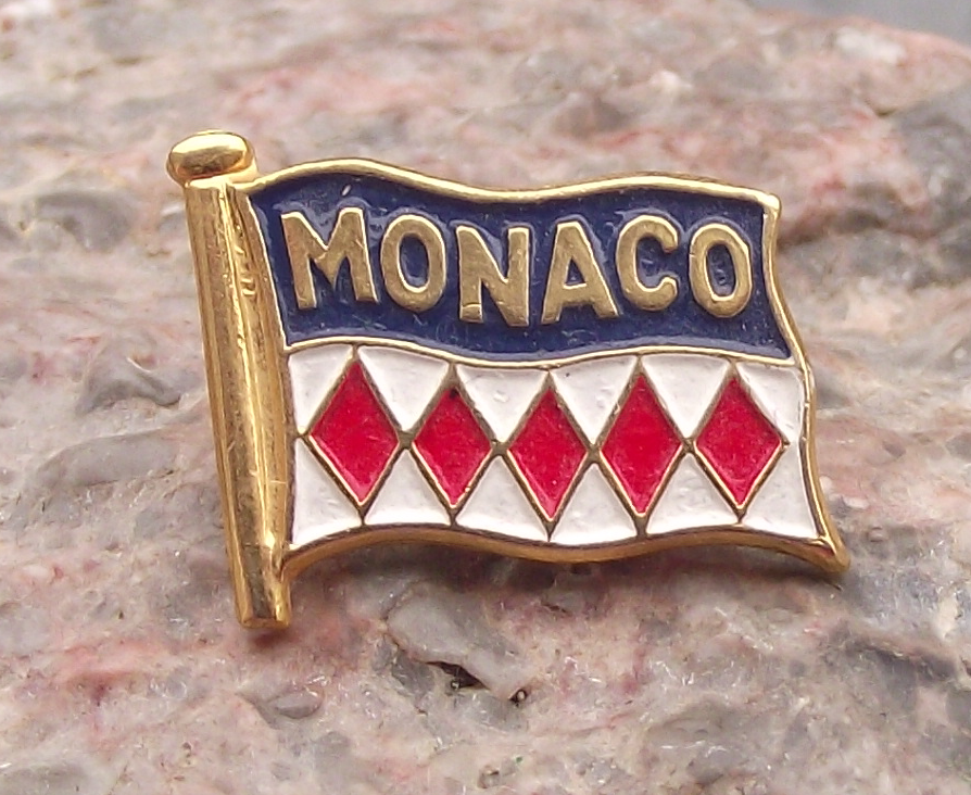 Flag of Monaco Red White Diamond Shaped Checks Pin Badge