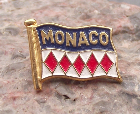 Flag of Monaco Red White Diamond Shaped Checks Pin Badge
