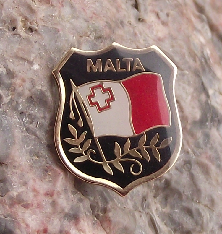 Vintage Malta Maltese Cross Shield National Flag Pin Badge
