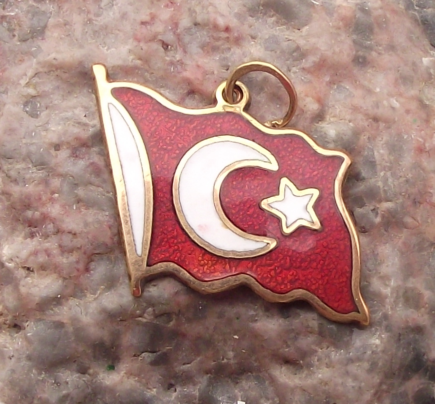 Vintage Flag of Turkey Turkish Tourist Souvenir Pendant for a Chain