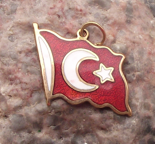 Vintage Flag of Turkey Turkish Tourist Souvenir Pendant for a Chain