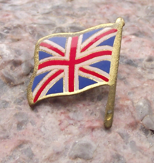 Vintage UK British Union Jack Flag United Kingdom on Flagpole Pin Badge