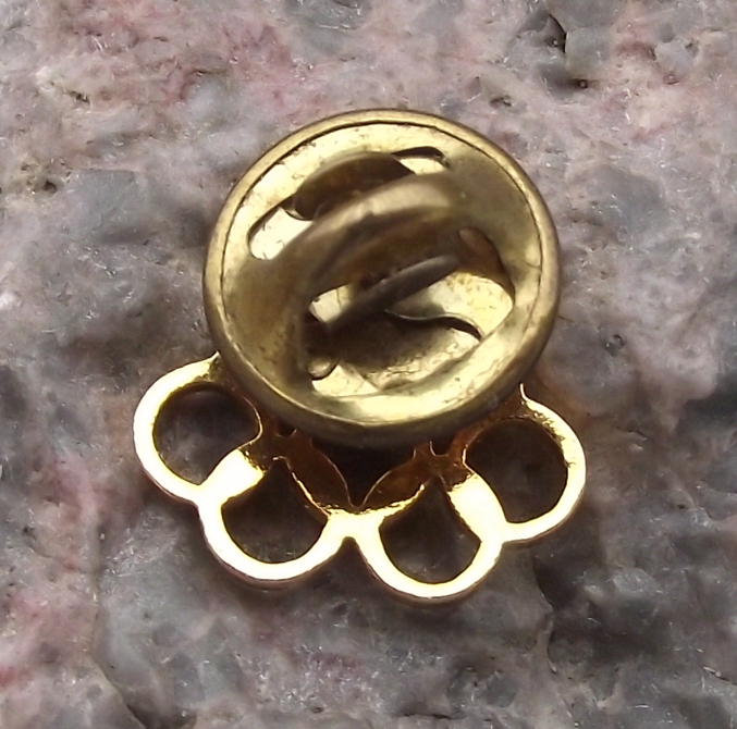Vintage Japan Japanese Olympic Committee Rising Sun Logo Rings Pin Badge