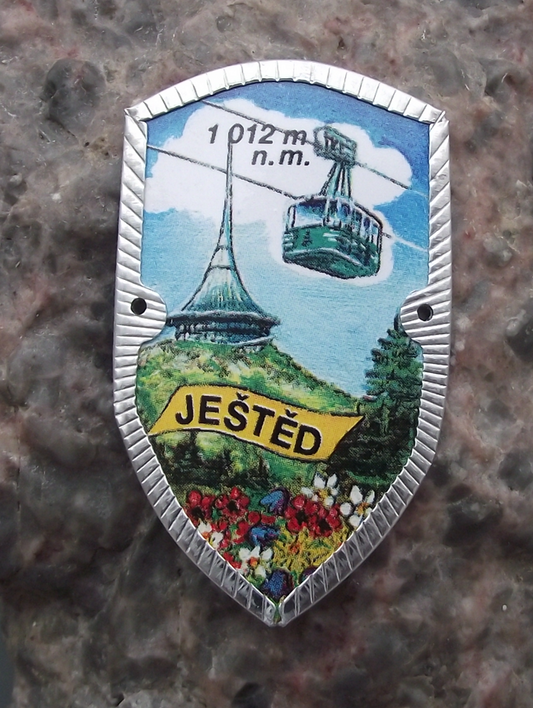 Vintage Jested Mountain 1012m Cable Car Stocknagel Walking Stick Metal Plate