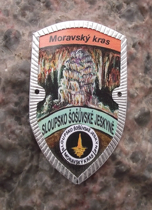 Vintage Sloup Cave System Moravia Karst Stocknagel Walking Stick Metal Plate