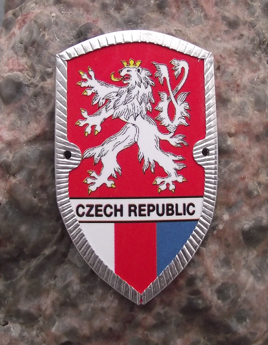 Vintage Czech Republic Lion Emblem  Stocknagel Walking Stick Metal Plate