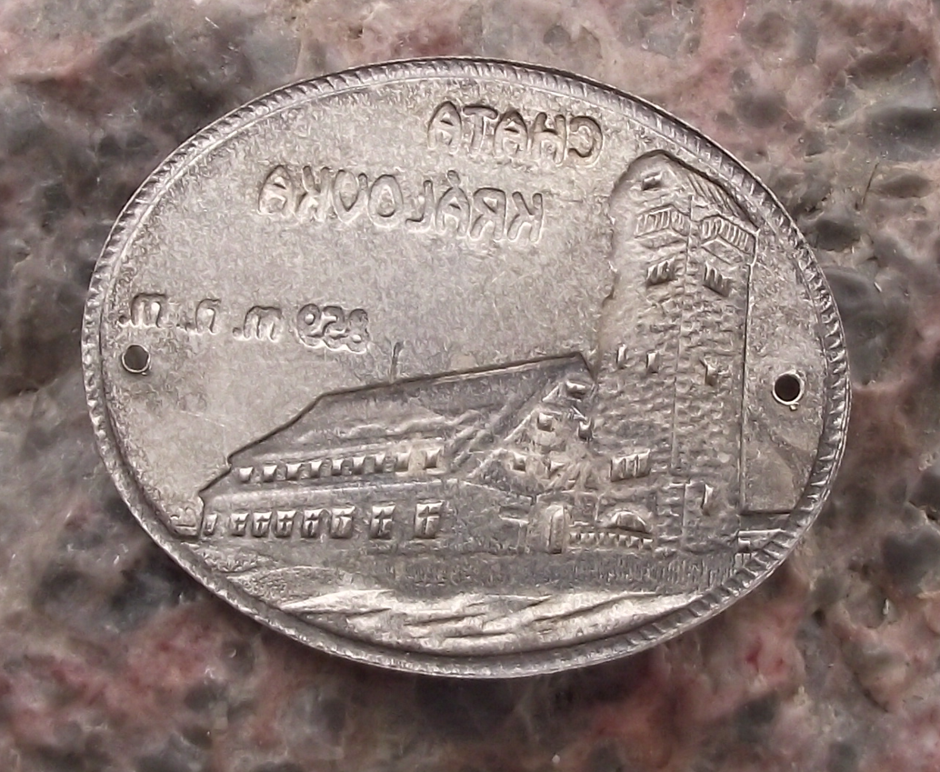 Vintage Chata Kralovna 859m Mountain Lodge Stocknagel Walking Stick Metal Plate