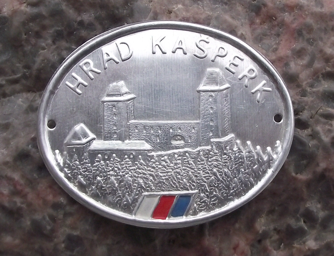 Vintage Hrad Kasperk Castle Stocknagel Walking Stick Metal Plate