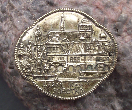 Vintage Sobotka Town Cesky Raj Stocknagel Walking Stick Metal Plate