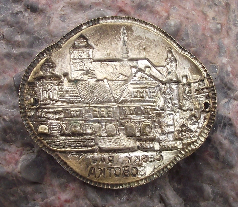 Vintage Sobotka Town Cesky Raj Stocknagel Walking Stick Metal Plate