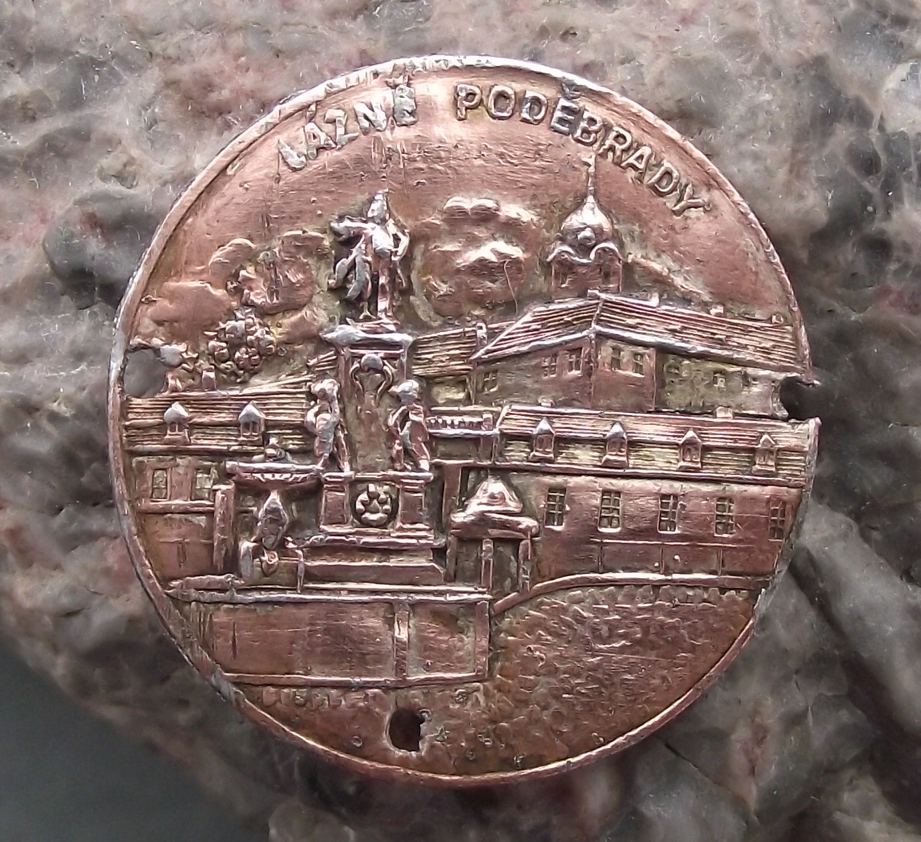 Vintage Podebrady Spa Lazne Stocknagel Walking Stick Metal Plate