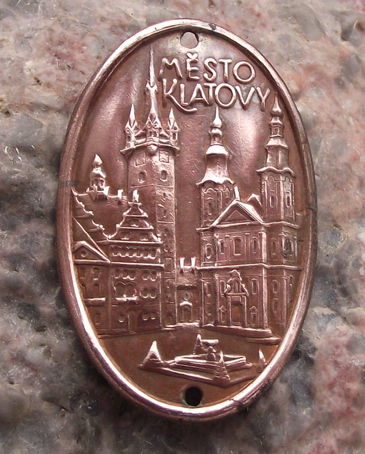 Vintage Town of Klatovy Stocknagel Walking Stick Metal Plate