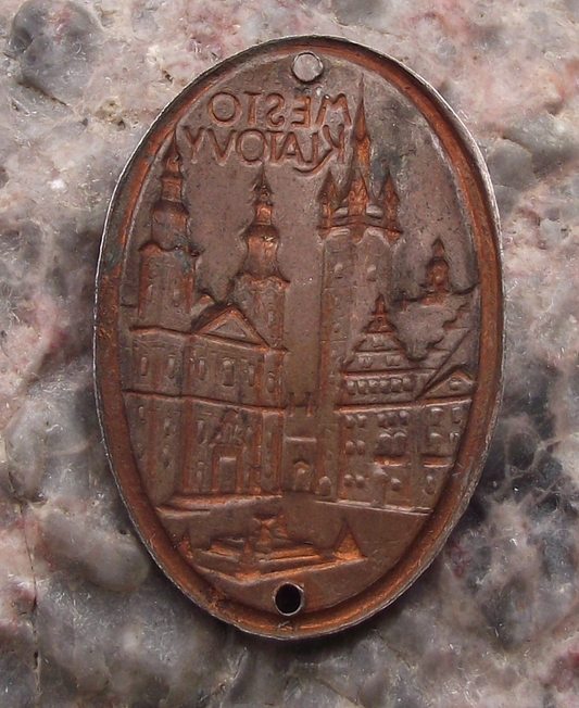 Vintage Town of Klatovy Stocknagel Walking Stick Metal Plate