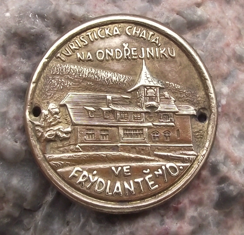 Vintage Cottage Chata Ondrejnik Stocknagel Walking Stick Metal Plate