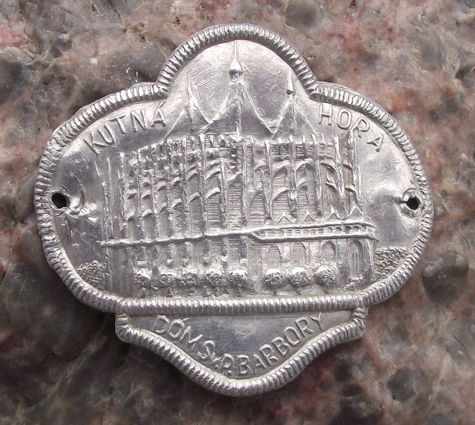 Vintage Kutna Hora St Barbara Church Stocknagel Walking Stick Metal Plate