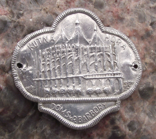 Vintage Kutna Hora St Barbara Church Stocknagel Walking Stick Metal Plate