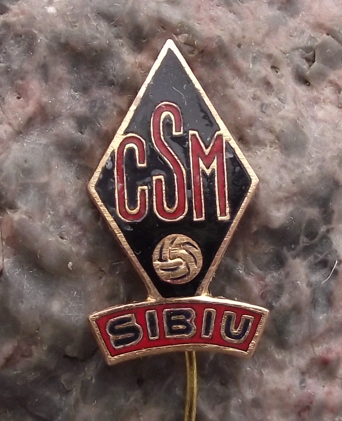 Vintage Clubul Sportiv Municipal Sibiu Football Club Romania Soccer Pin Badge