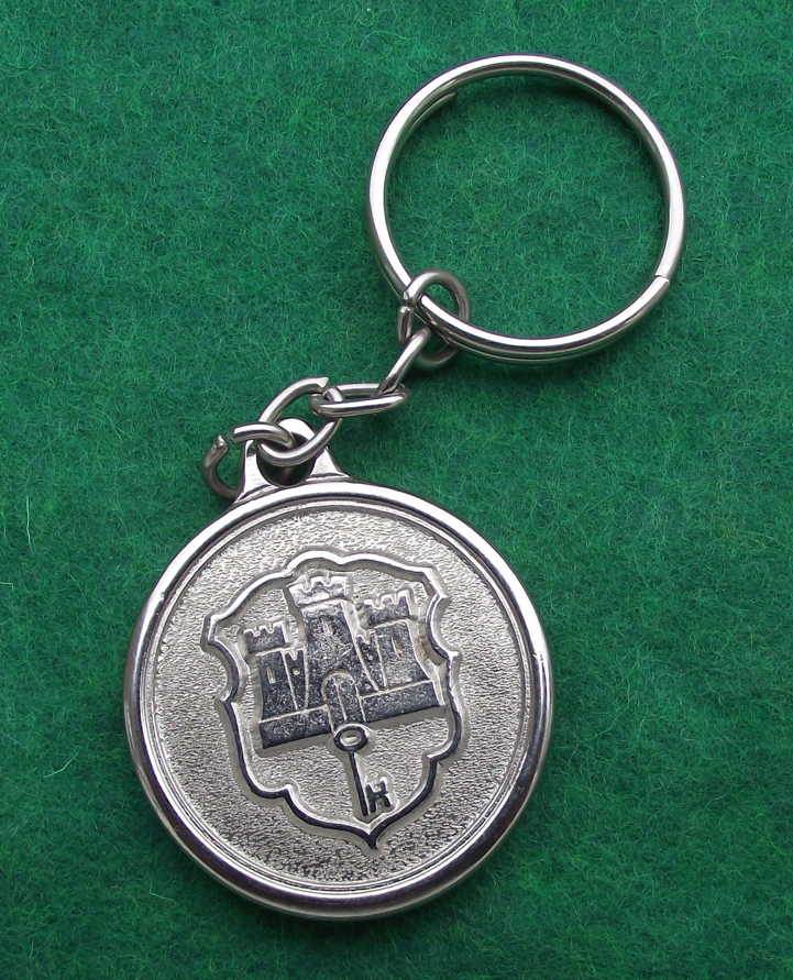 Vintage Rock of Gibraltar Crest Coat of Arms Key Chain Keyring