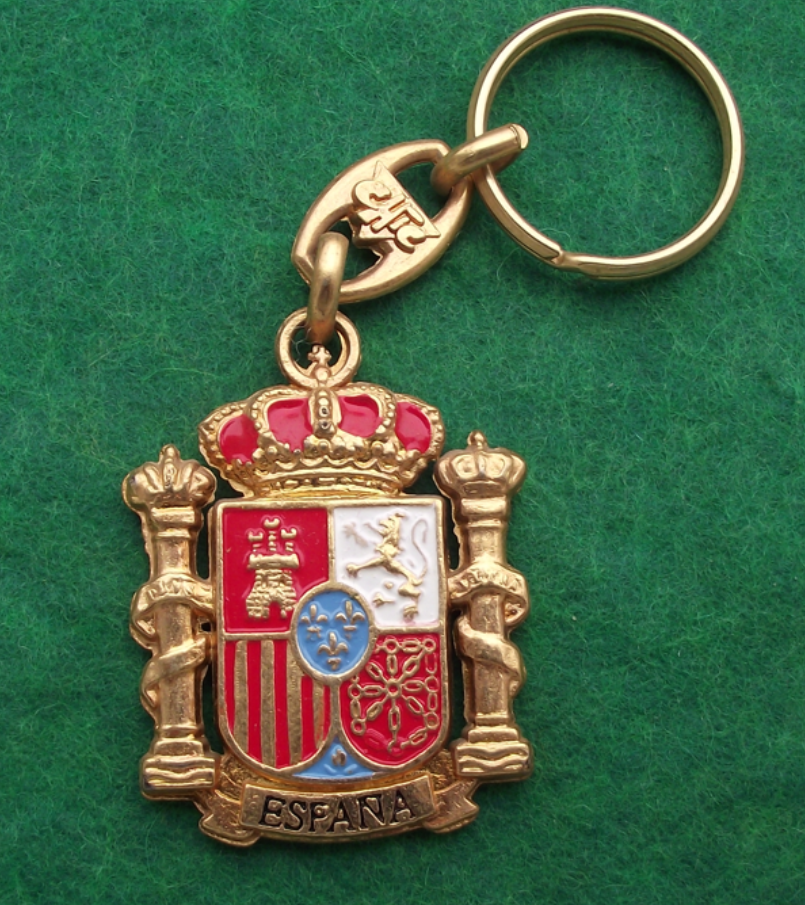 Vintage Flag of Spain Espana Crest Coat of Arms Key Chain Keyring