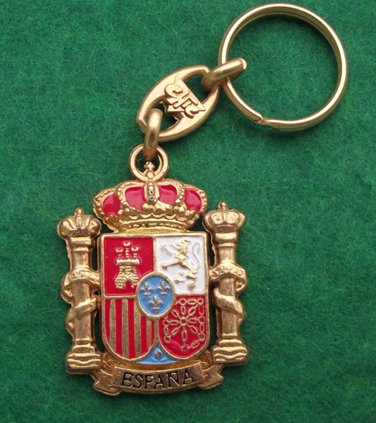 Vintage Flag of Spain Espana Crest Coat of Arms Key Chain Keyring