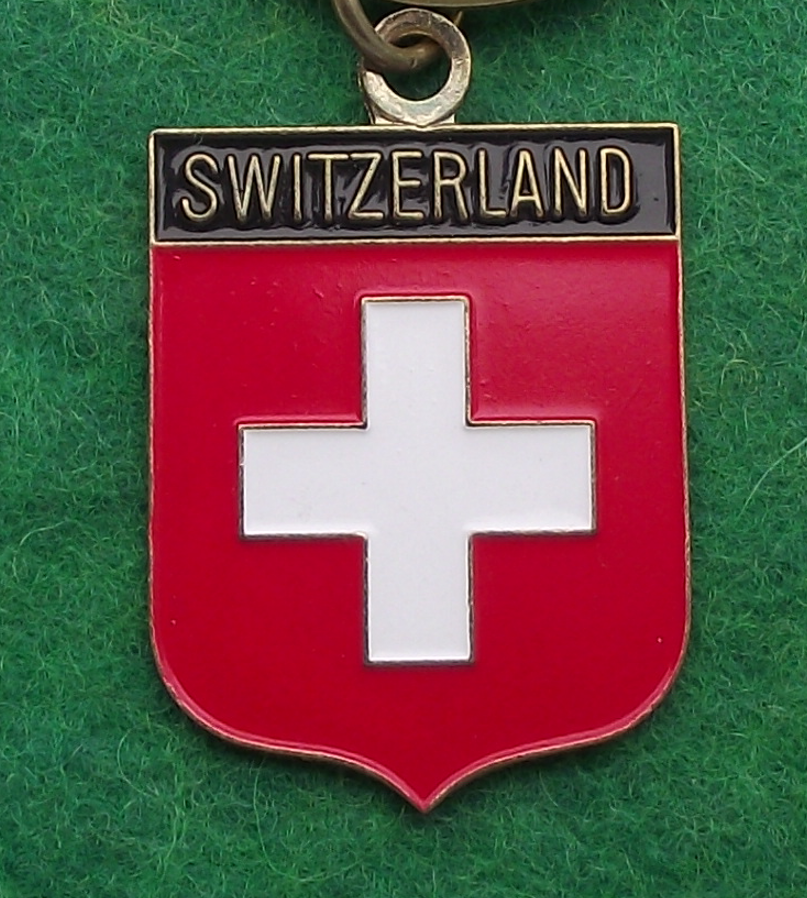 Vintage Flag of Switzerland White Cross Red Field Key Chain Keyring