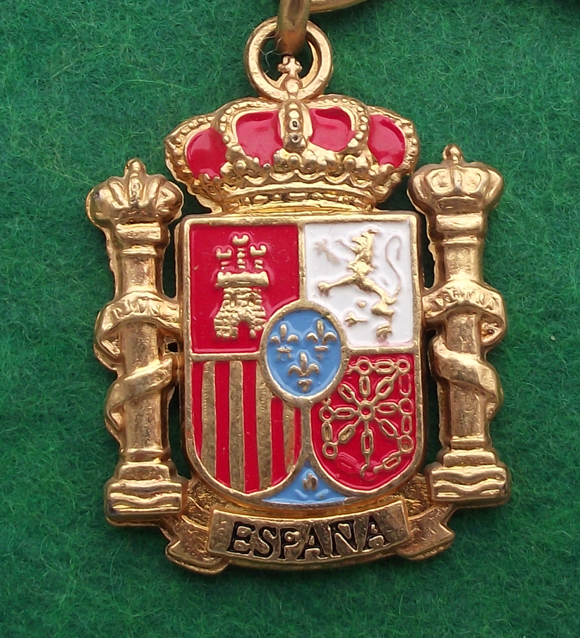 Vintage Flag of Spain Espana Crest Coat of Arms Key Chain Keyring