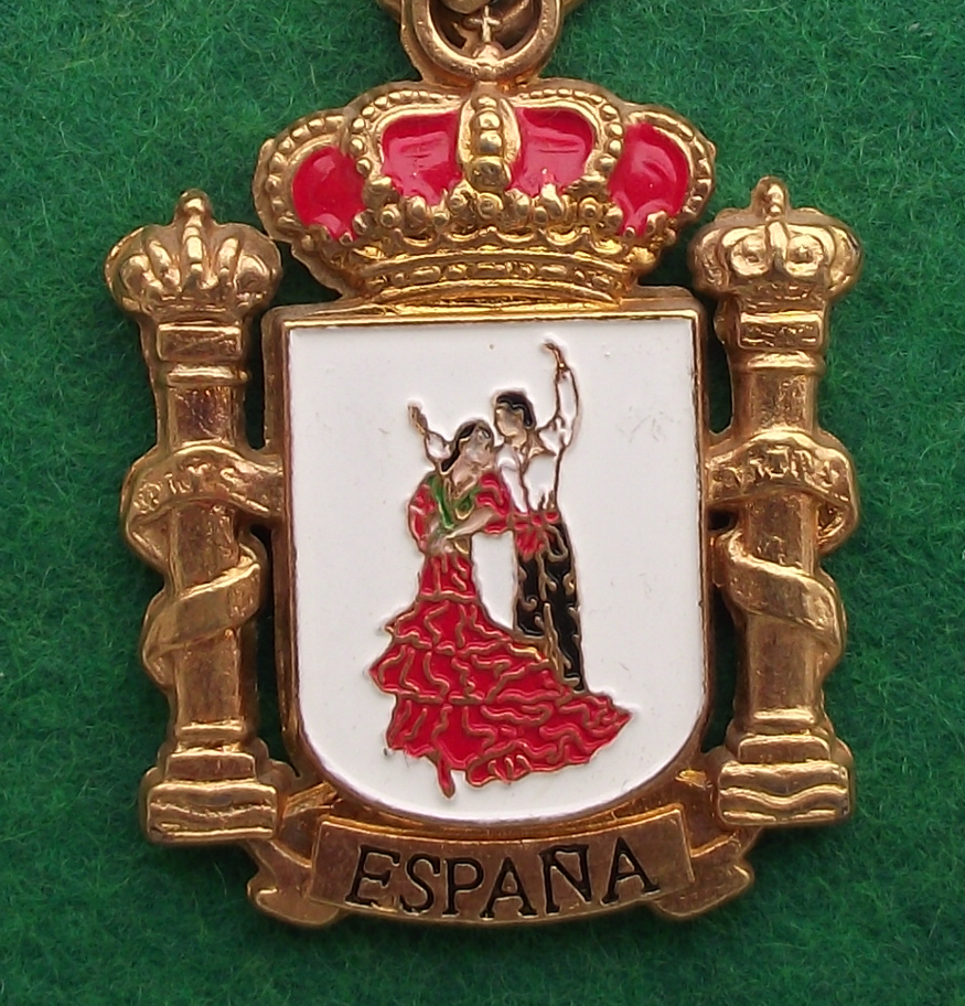 Vintage Flag of Spain Espana Crest Coat of Arms Key Chain Keyring