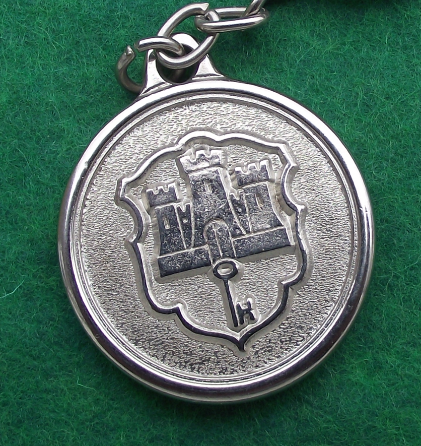 Vintage Rock of Gibraltar Crest Coat of Arms Key Chain Keyring