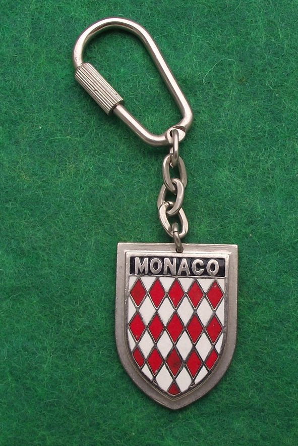 Vintage Flag of Monaco Red and White Diamonds Key Chain Keyring