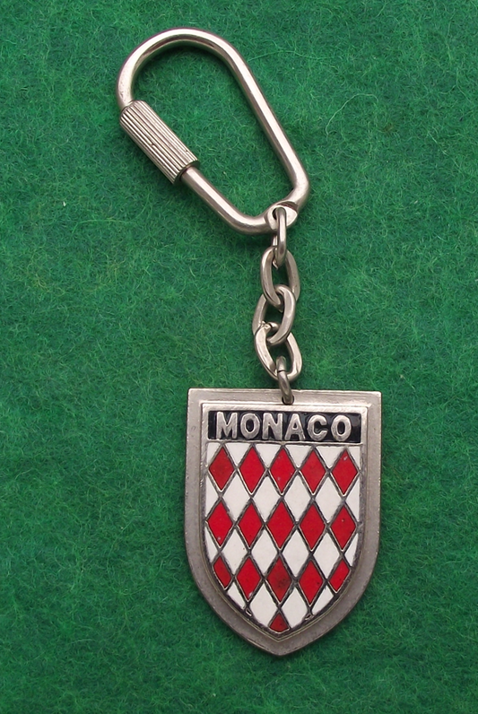 Vintage Flag of Monaco Red and White Diamonds Key Chain Keyring
