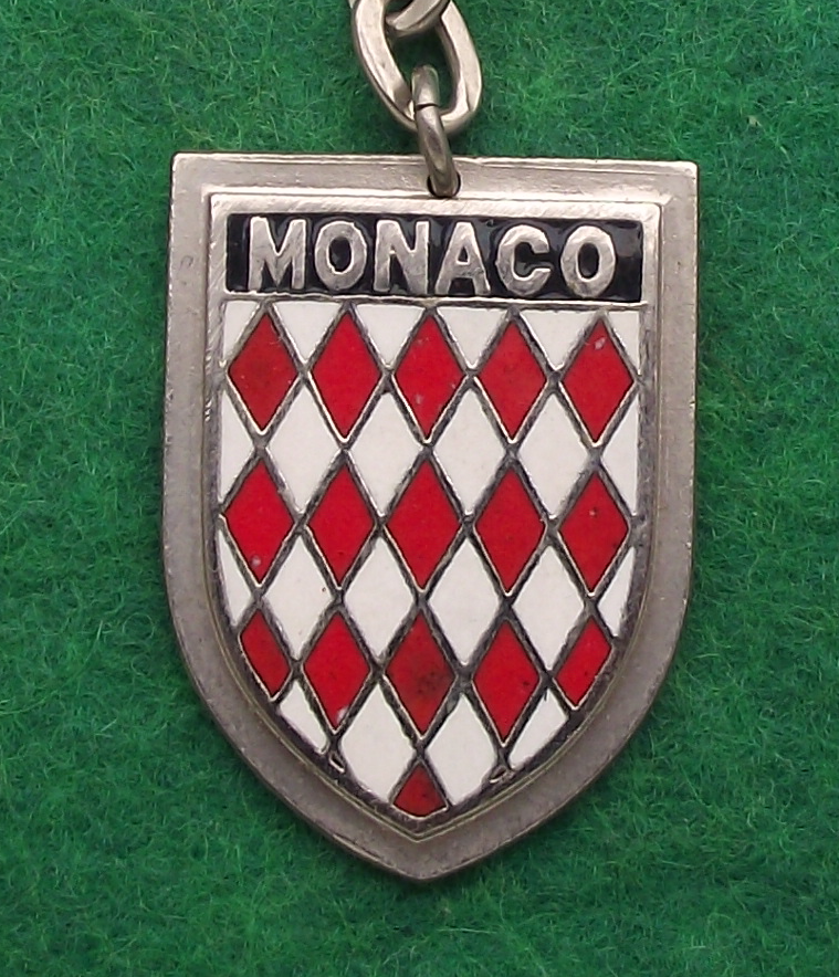 Vintage Flag of Monaco Red and White Diamonds Key Chain Keyring