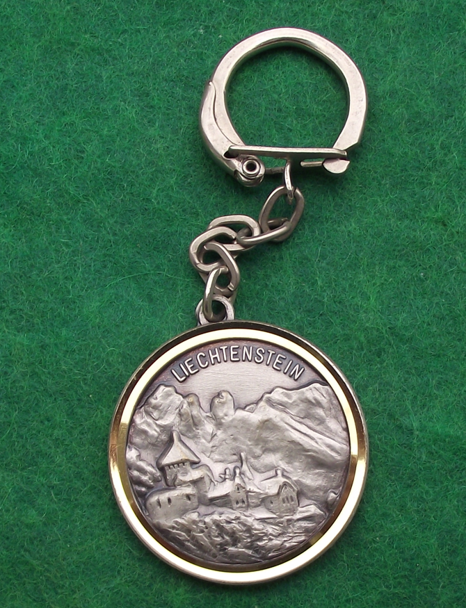 Vintage Liechtenstein Saint St Christopher Medallion Key Chain Keyring