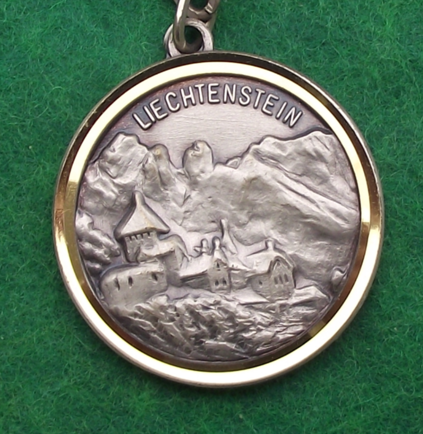Vintage Liechtenstein Saint St Christopher Medallion Key Chain Keyring