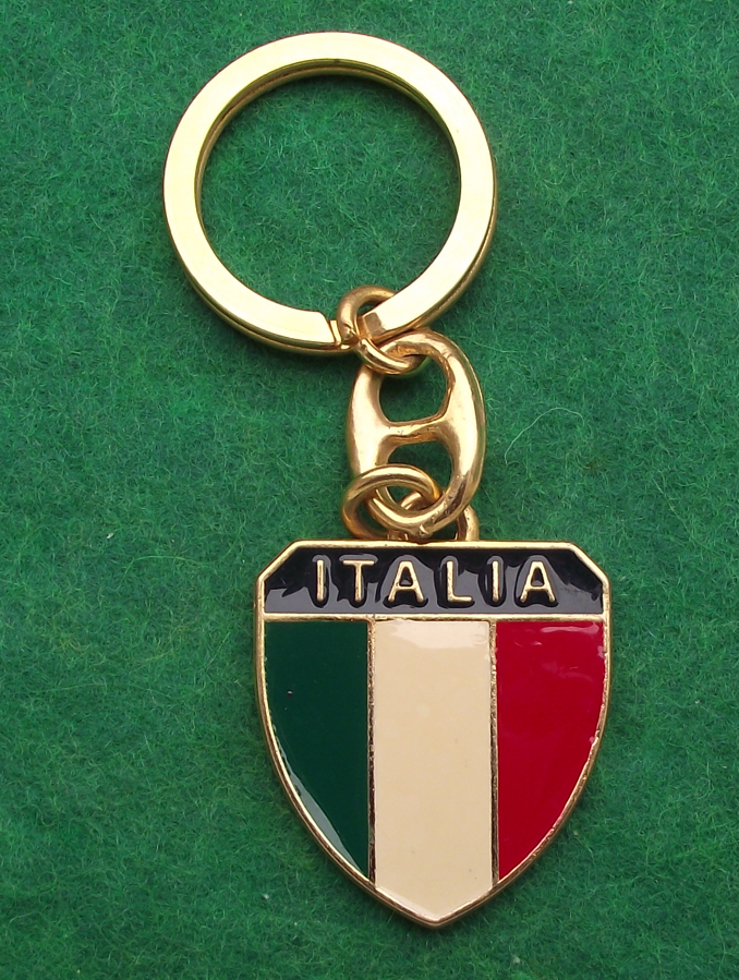 Vintage Flag of Italy Green White Red Italia Key Chain Keyring