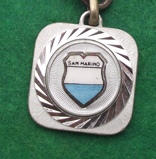 Vintage Flag of San Marino Crest Key Chain Keyring