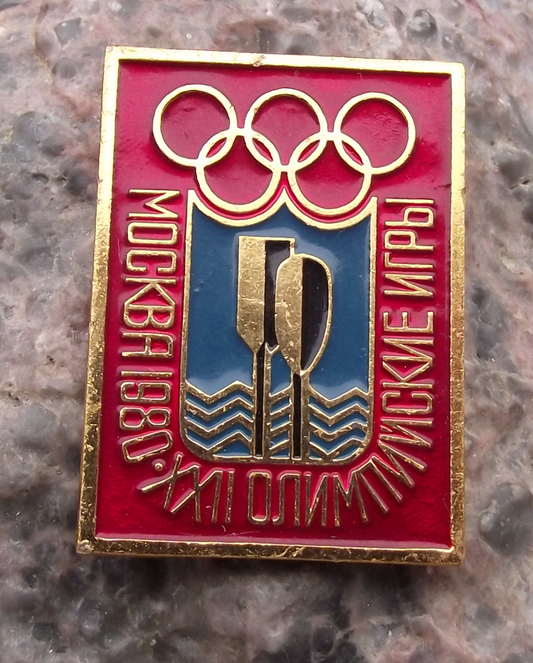 1980 Summer Olympic Games Moscow Rowing Sculls Boat Oars Event Pin Badge