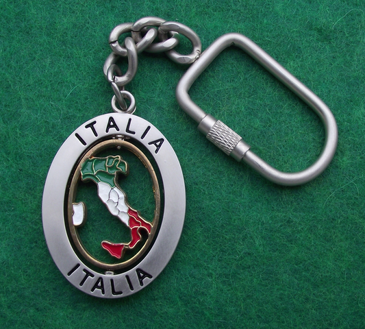 Vintage Italy Italia Rotating Country Map Outline and Regions Keyring
