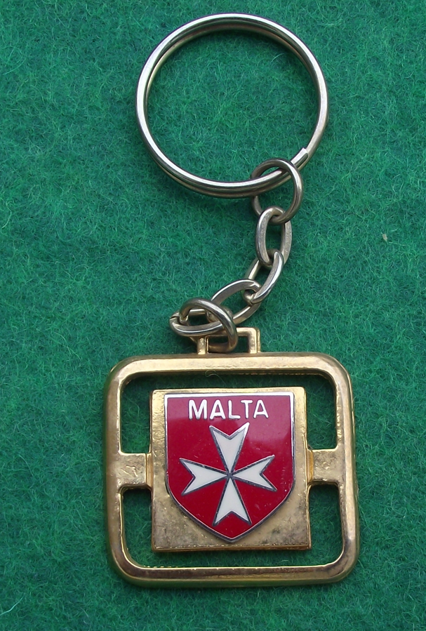 Vintage Malta National Flag Maltese Cross Keyring