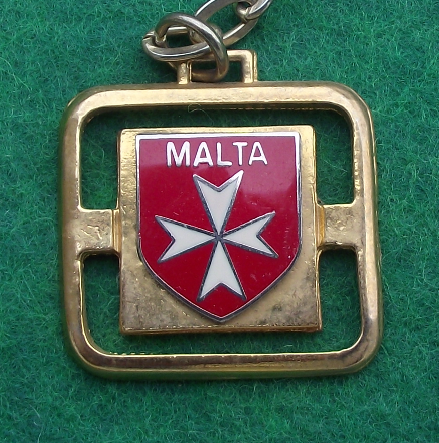 Vintage Malta National Flag Maltese Cross Keyring