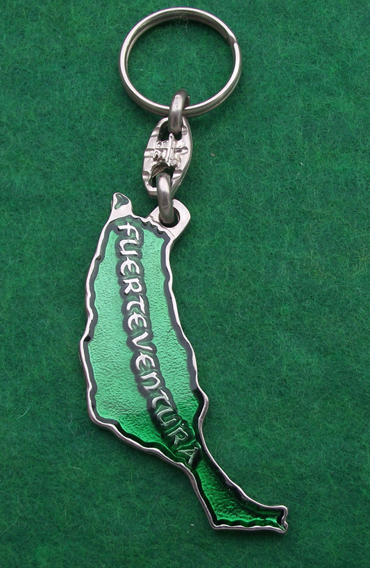 Vintage Fuerteventura Island Country Map Outline and Regions Keyring