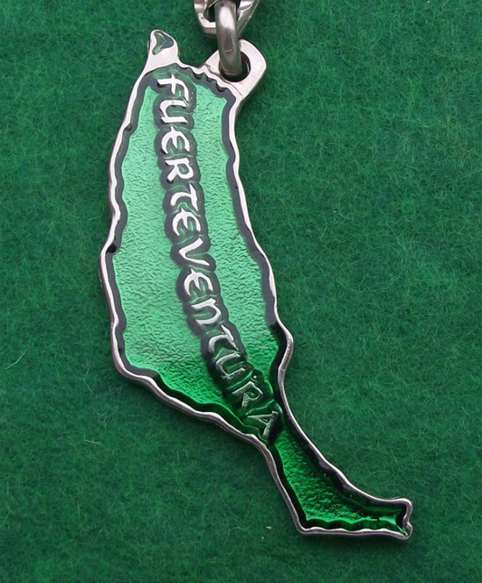Vintage Fuerteventura Island Country Map Outline and Regions Keyring