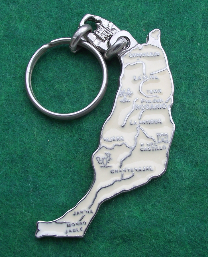 Vintage Fuerteventura Island Country Map Outline and Regions Keyring